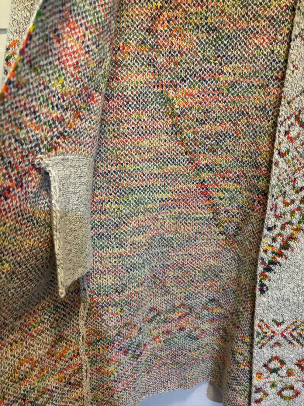 Vintage-Inspired Cream Open-Front Cardigan with Multicolor Fair Isle Accents - Picture 5 of 11